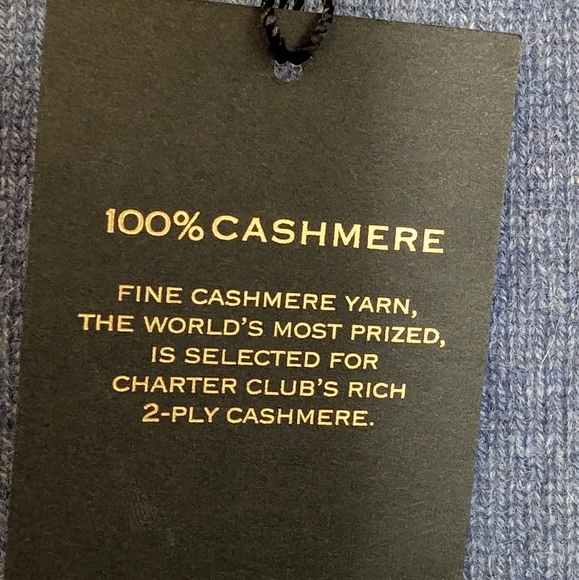 NEW Cashmere Charter Club Luxury Cold Shoulder Sweater Heather Blue. - Picture 16 of 16